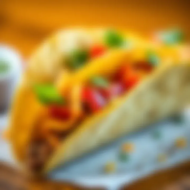A close-up of a taco filled with fresh ingredients, ready to be tasted by people.