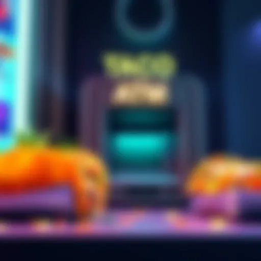 A colorful Taco Tuesday scene featuring tacos and an ATM with cash rewards