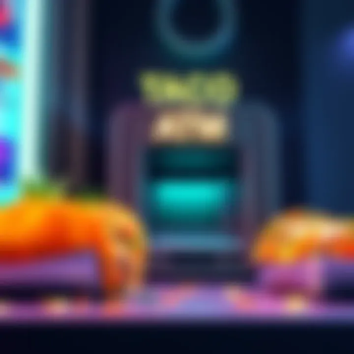 A colorful Taco Tuesday scene featuring tacos and an ATM with cash rewards