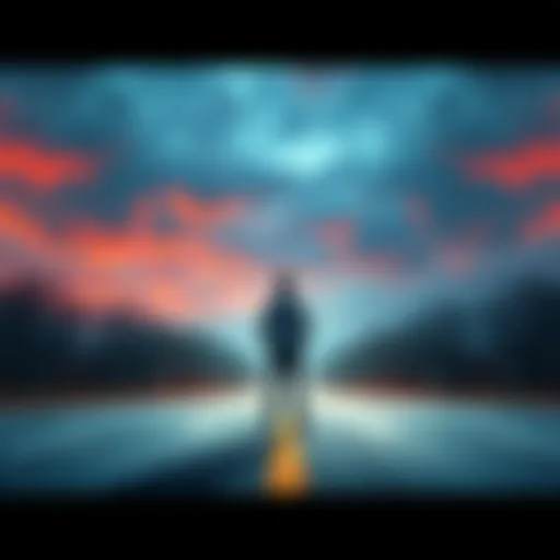 A person standing at a crossroads, contemplating different paths, symbolizing choices and risks in everyday life.
