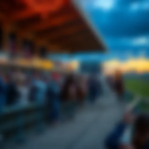 A lively scene of horse racing with spectators cheering at Tampa Bay Downs track