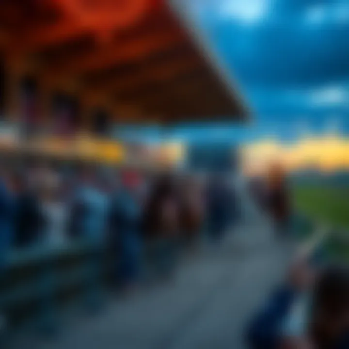 A lively scene of horse racing with spectators cheering at Tampa Bay Downs track