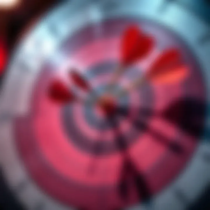 A bullseye target with several arrows struck in the center, symbolizing goal achievement.