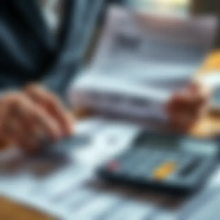 A person analyzing tax documents and using a calculator to understand their tax deductions.