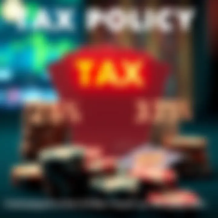 Graphic showing tax rate percentages applied on payouts with a poker theme
