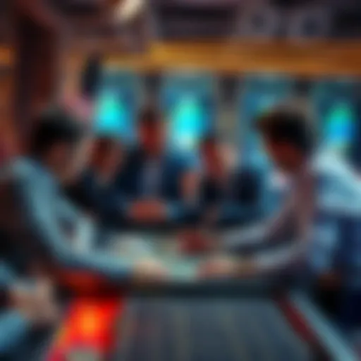 A group of people discussing strategies with a game board in front of them after a setback