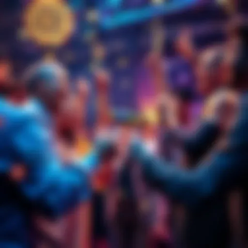 A group of people celebrating their success and sharing rewards in a festive atmosphere