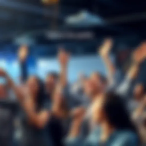 A group of people celebrating achievements with smiles and cheers