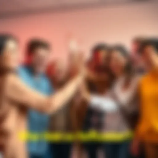 A diverse team celebrating a recent success together, smiling and high-fiving each other