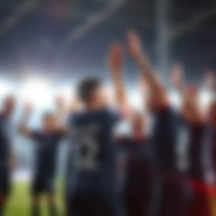 Sports team celebrating their third consecutive win with cheers and high-fives