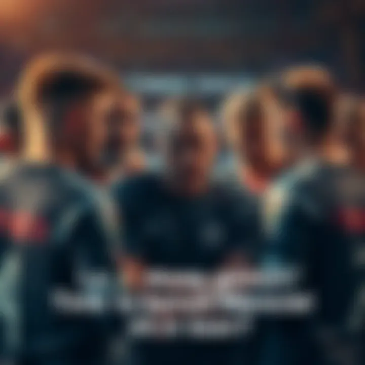 A sports team huddled with worried expressions, discussing their next steps amidst criticism of their performance.