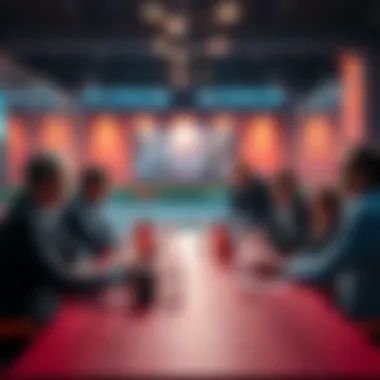 Tennis Betting Discussion Group of people discussing tennis betting tips and strategies at a table