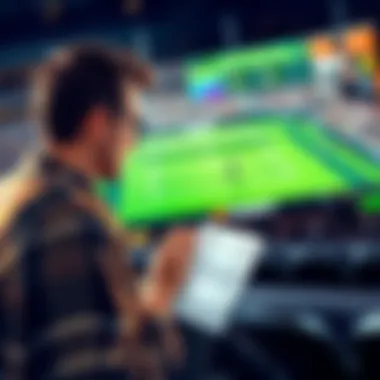 Tennis betting on French Open A person looking at a betting slip while watching a tennis match on TV.
