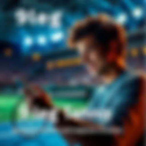 A person placing a bet on a tennis match with a smartphone, showing excitement and focus