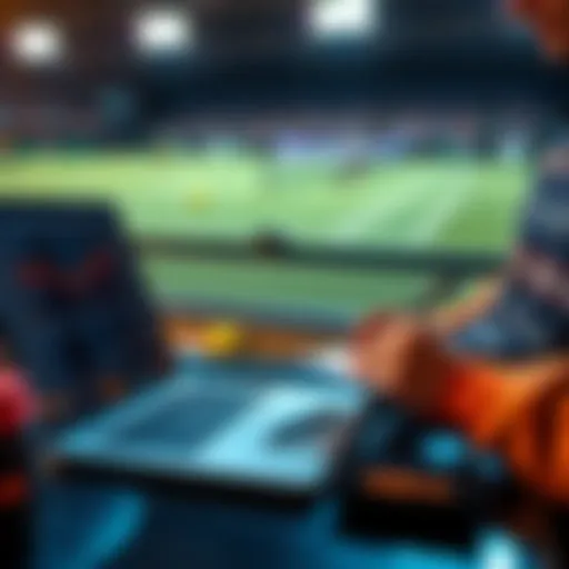 A person analyzing tennis match statistics with a laptop and notepad for betting tips