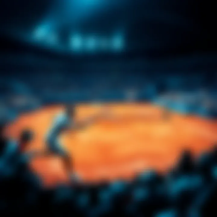 Players competing in a tennis match on clay court during the French Open.