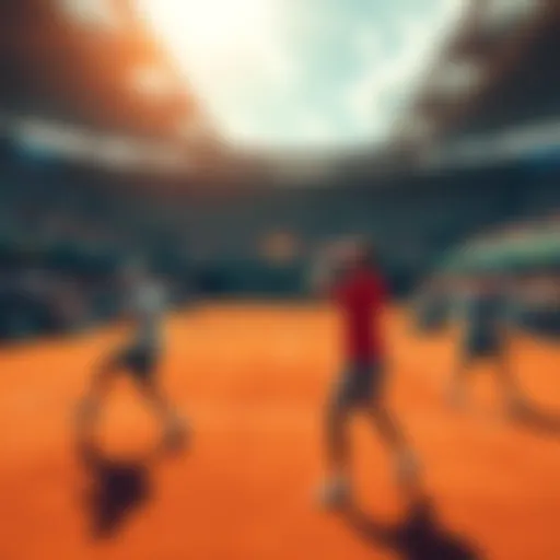 Players competing on the clay court during the French Open 2026