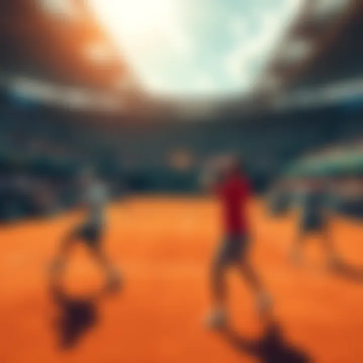 Players competing on the clay court during the French Open 2026