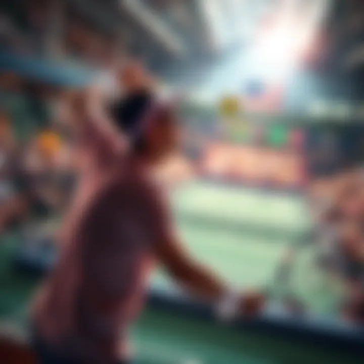 Tennis Match Live Updates A tennis player serving during a live match with fans watching in the background.