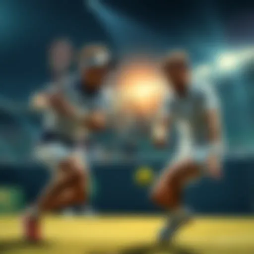 A thrilling tennis match taking place on November 9, 2025, with two players intensely competing on the court.