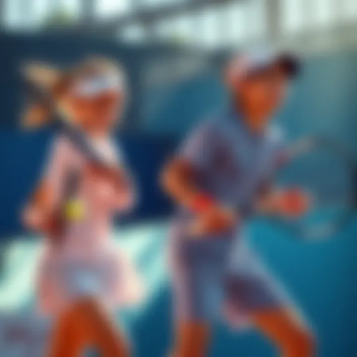 Two young tennis players in action during a match, showcasing new playing styles and techniques