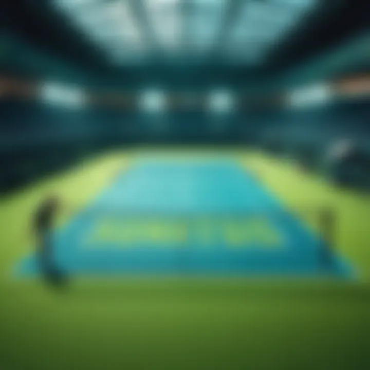 A tennis court with players ready to compete, highlighting predictions for today’s matches after a perfect record yesterday.