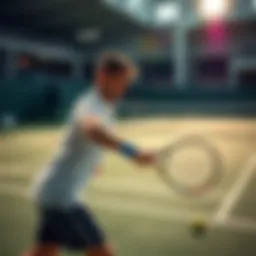 Future of Tennis with Wave Concept A tennis player demonstrating the wave concept on the court, showcasing modern techniques