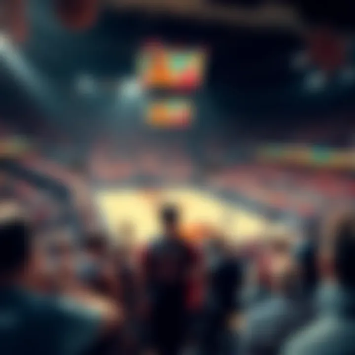 Players from Texas Tech and ASU on the court during a basketball game, with fans in the stands cheering.