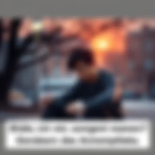 A person sitting quietly, pondering their thoughts with a contemplative expression, surrounded by a serene environment.