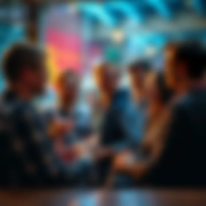Group of people discussing diverse ideas and sharing viewpoints in a casual setting.