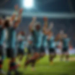 Players celebrating a surprising victory in a Thursday night football game