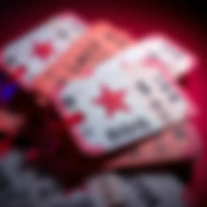 A selection of tickets marked with a star symbol, showcasing different event options.