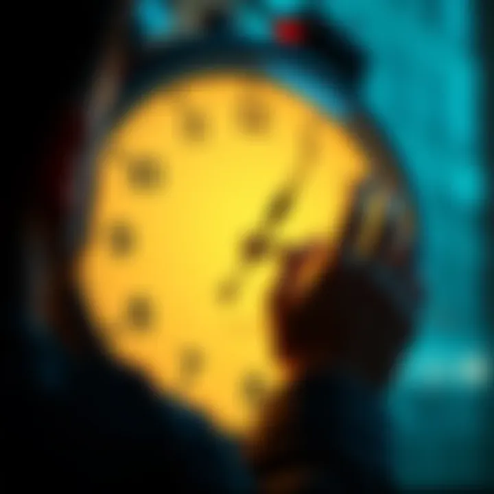 A clock with a hand pointing at the right time, symbolizing the importance of timing in decisions, alongside a person contemplating choices.