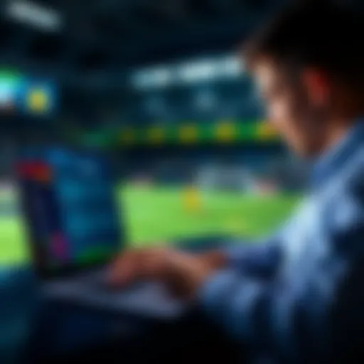 A person analyzing sports data on a laptop with betting odds on the screen
