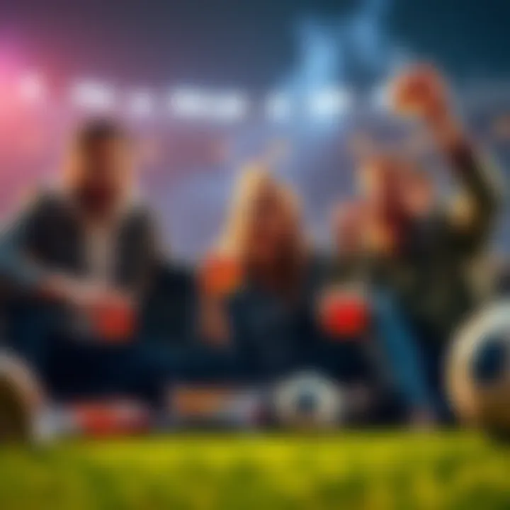 Group of friends celebrating and watching a football game, with drinks and snacks, showcasing the thrill of betting on TNF Parlay