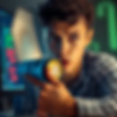 A person examining a digital token on a computer screen with a concerned expression, questioning its worth.
