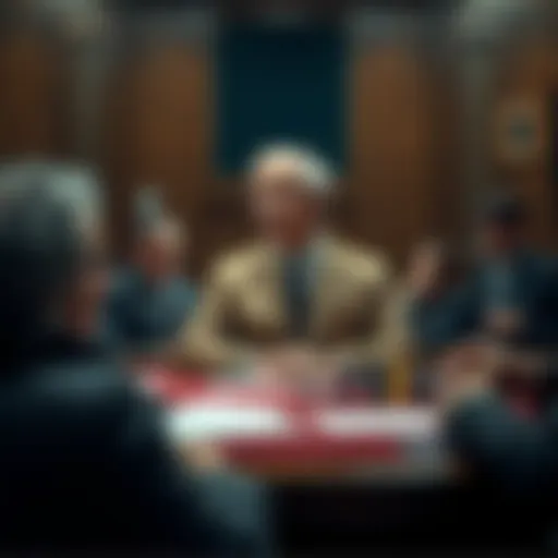 Tom Goldstein stands at the defendant's table during his tax trial, looking concerned