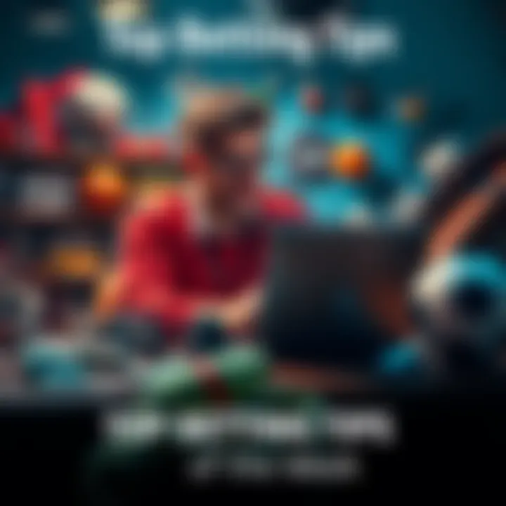 Top Betting Tips of the Week A confident person analyzing sports betting data on a laptop surrounded by sports equipment and money to represent betting tips.