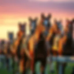 A group of racehorses in a competitive setting at the Breeder's Cup Classic, showcasing Sovereignty and Sierra Leone among others.