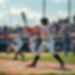 A group of top baseball players swinging bats during a game, showcasing their skills and teamwork on the field.