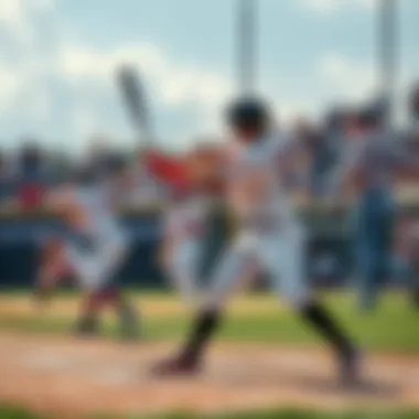 A group of top baseball players swinging bats during a game, showcasing their skills and teamwork on the field.