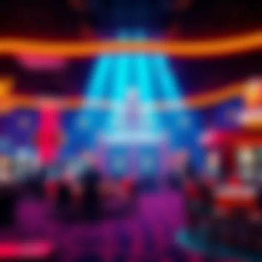 An overview of popular crypto casinos that offer fast withdrawals without ID checks, featuring a vibrant casino scene with gaming elements.