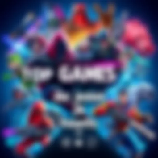 A collage showcasing popular games currently trending, featuring colorful game characters and logos