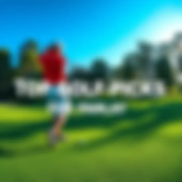 A golfer preparing to hit a ball on a lush green golf course, surrounded by trees and bright blue sky, representing the best golf picks for a parlay bet.