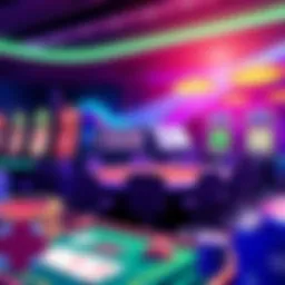 A vibrant illustration of online casino games including slots and card tables, symbolizing online gambling in Luxembourg for 2026.