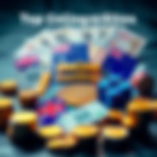 A collage of popular online gambling sites showing high payouts in Australia with a backdrop of Australian currency