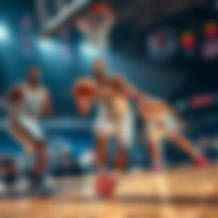 Basketball players showcasing skills on the court for Daily Fantasy.