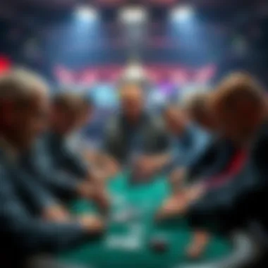 Top Poker Players A group of top poker players gathered around a table playing cards with intense focus.