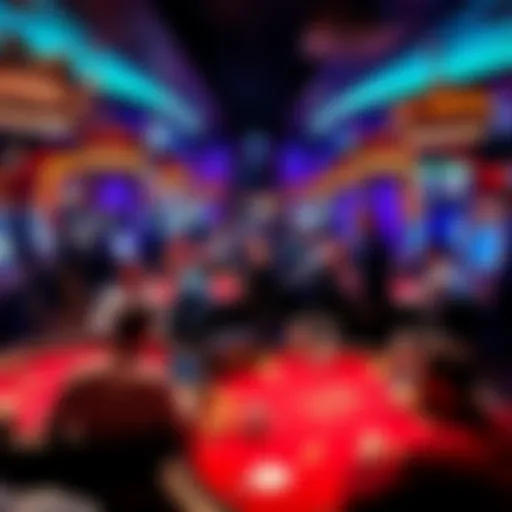 Top Poker Rooms in the USA A vibrant scene of poker players at tables in a busy casino, showcasing excitement and competition.