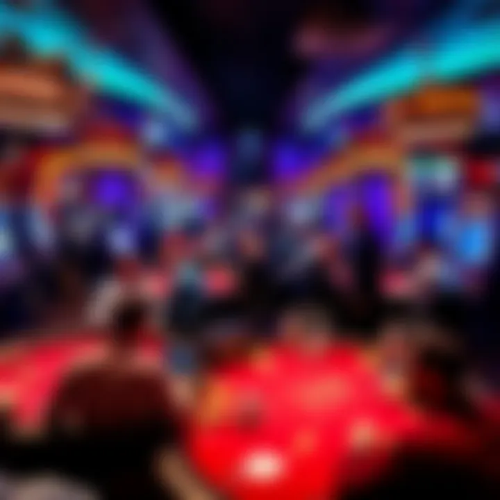 Top Poker Rooms in the USA A vibrant scene of poker players at tables in a busy casino, showcasing excitement and competition.